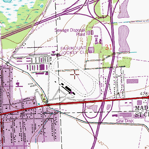 Topographic Map of Fairmount Park Race Track, IL