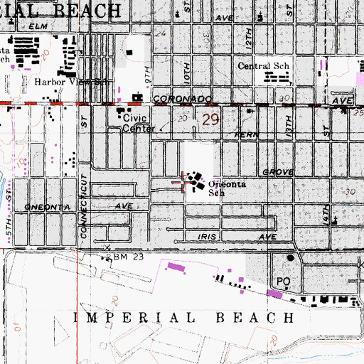Topographic Map of Oneonta School, CA