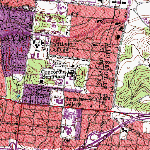 Topographic Map of Luther Statue, MO