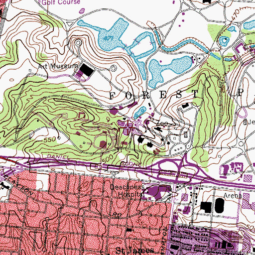 Topographic Map of Saint Louis Zoo, MO