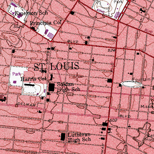 Topographic Map of Academy, MO