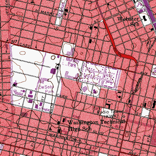 Topographic Map of Carr Square, MO