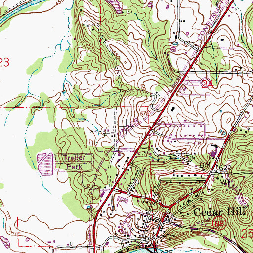 Topographic Map of Cedar Hill Manor, MO