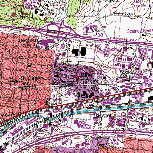 Topographic Map of Cheltenham, MO