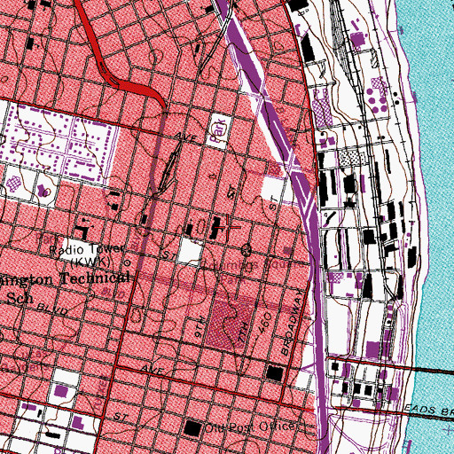 Topographic Map of Columbus Square, MO