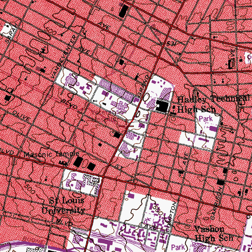 Topographic Map of Covenant Blu-Grand Center, MO