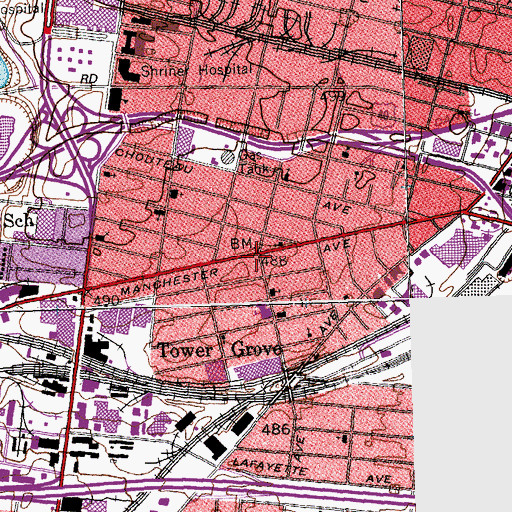 Topographic Map of Forest Park Southeast, MO