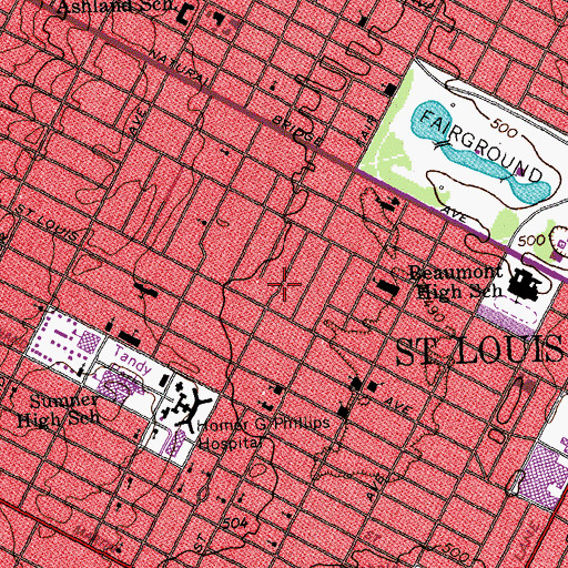 Topographic Map of Greater Ville, MO