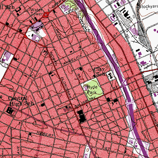 Topographic Map of Hyde Park, MO