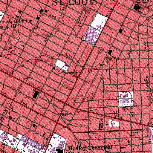 Topographic Map of Jeff Vander Lou, MO