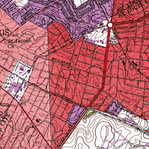 Topographic Map of North Pointe, MO