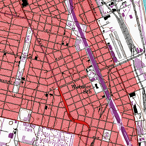 Topographic Map of Old North Saint Louis, MO