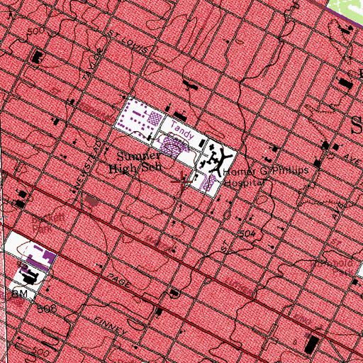 Topographic Map of The Ville, MO