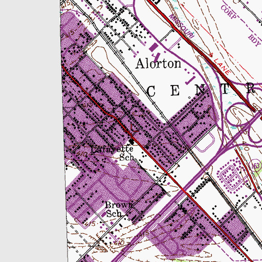 Topographic Map of Alorton Post Office, IL