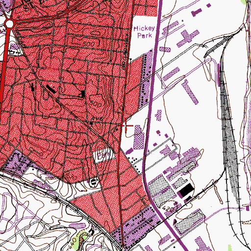 Topographic Map of Baden Post Office, MO