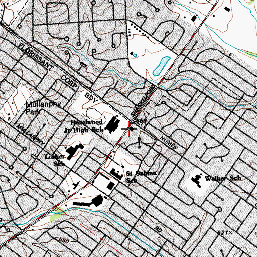 Topographic Map of Carr Post Office, MO