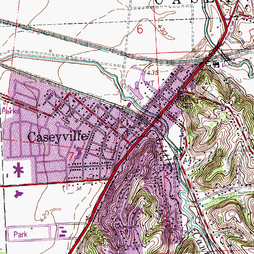 Topographic Map of Caseyville Post Office, IL