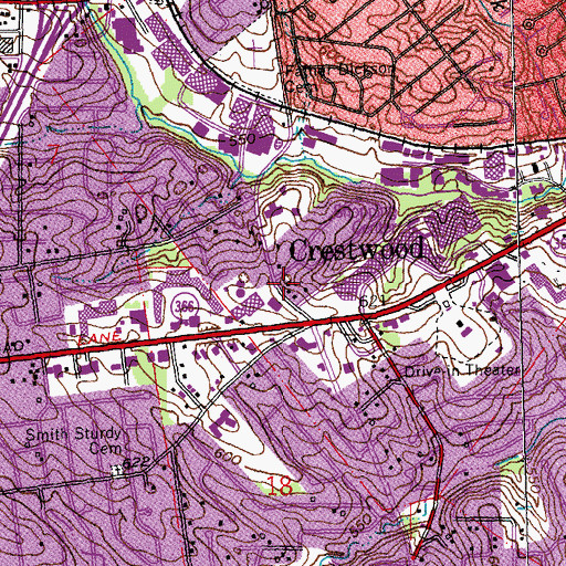 Topographic Map of Crestwood Plaza Post Office, MO