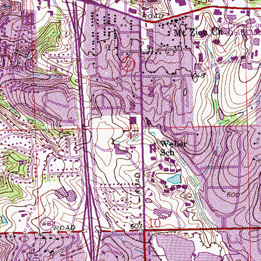 Topographic Map of Creve Coeur Post Office, MO