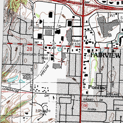 Topographic Map of Fairview Heights Post Office, IL