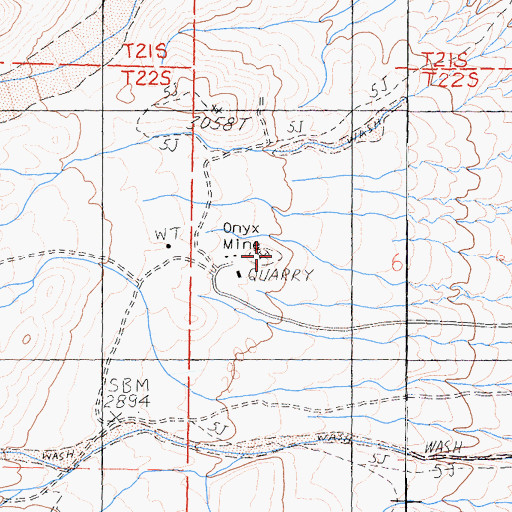Topographic Map of Onyx Mine, CA