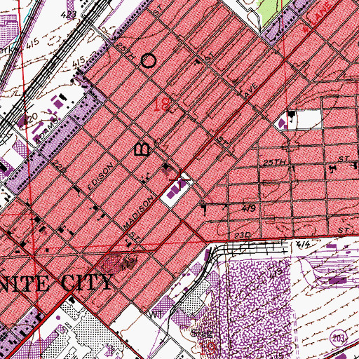 Topographic Map of Granite City Post Office, IL