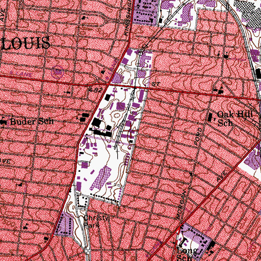 Topographic Map of Gravois Post Office, MO