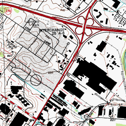 Topographic Map of Hazelwood Post Office, MO