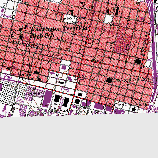 Topographic Map of Henry W Wheeler Post Office, MO