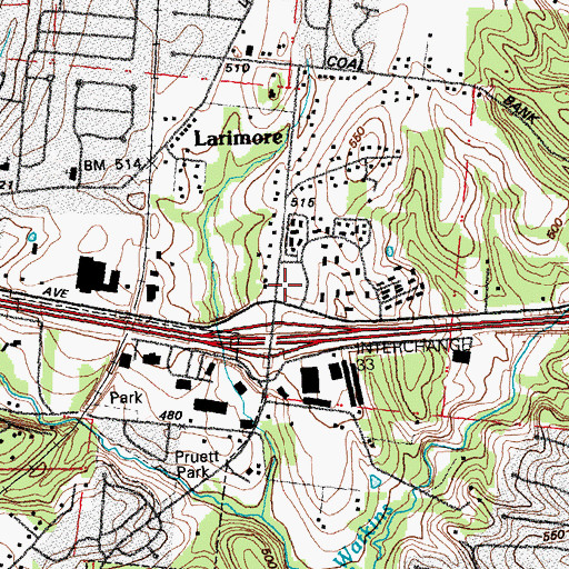Topographic Map of North County Post Office, MO