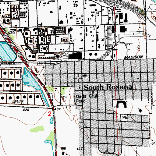 Topographic Map of South Roxana Post Office, IL