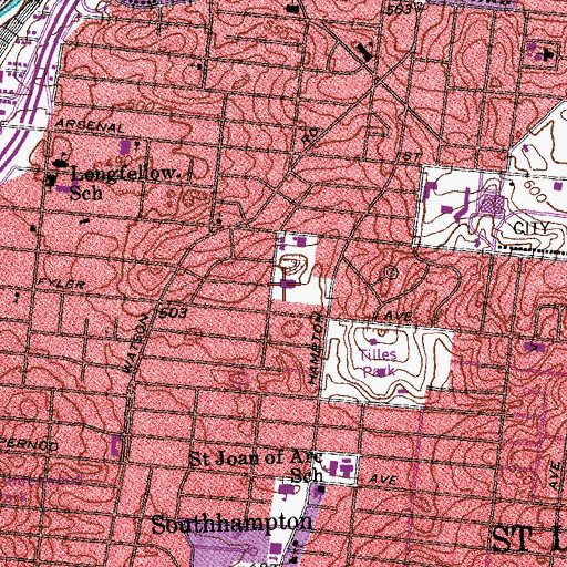 Topographic Map of Southwest Post Office, MO