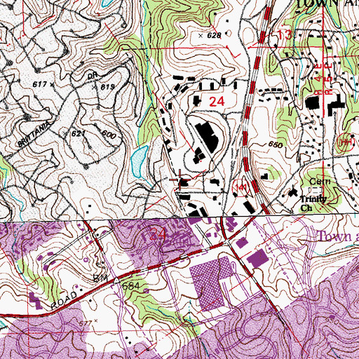 Topographic Map of Town and Country Post Office, MO