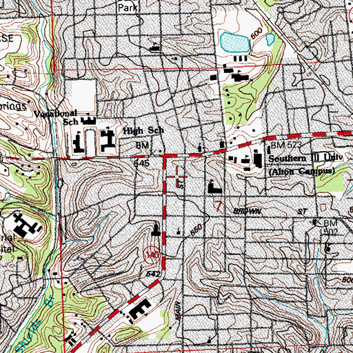 Topographic Map of Upper Alton Post Office, IL