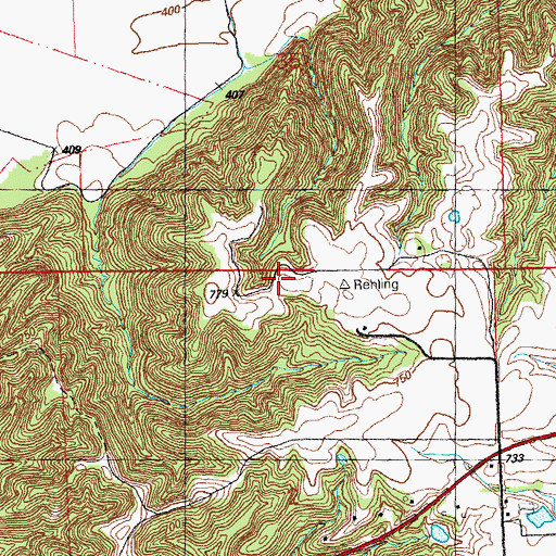 Topographic Map of Valmeyer Post Office, IL