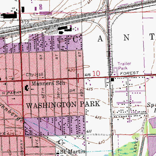 Topographic Map of Washington Park Post Office, IL