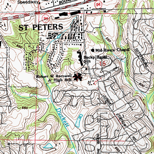 Topographic Map of Barnwell Middle School, MO