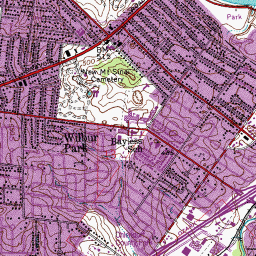 Topographic Map of Bayless Elementary School, MO