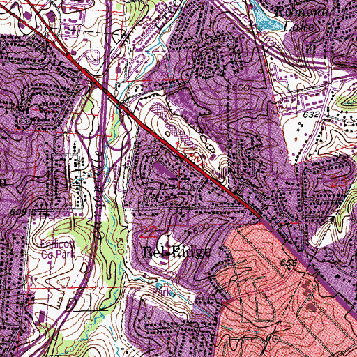 Topographic Map of Bel-Nor Ridge Elementary School, MO