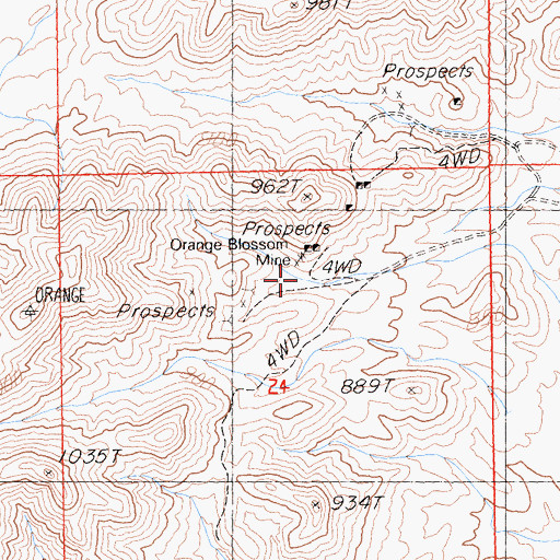 Topographic Map of Orange Blossom Mine, CA