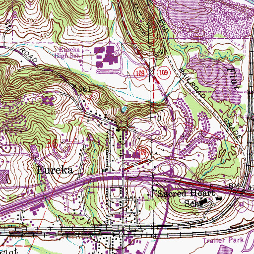 Topographic Map of Blevins Elementary School, MO