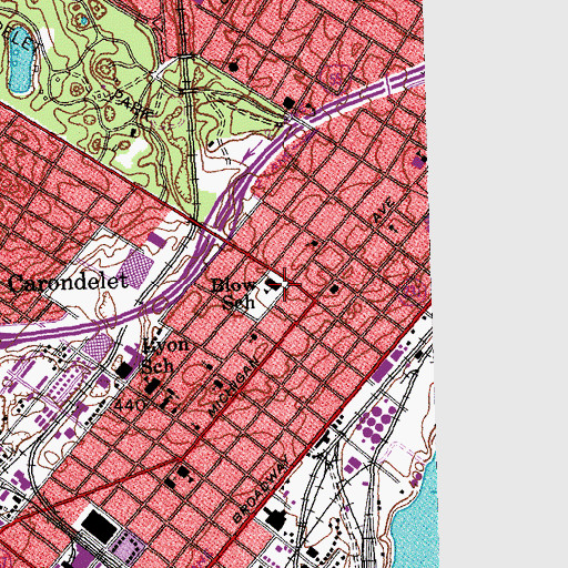 Topographic Map of Blow Middle Community Education Center, MO