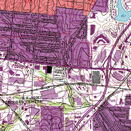 Topographic Map of Bridges Program School, MO
