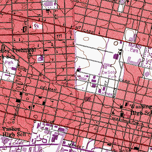 Topographic Map of Carr Lane VPA Middle School, MO