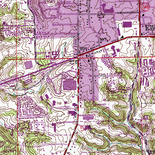 Topographic Map of Center for Creative Learning School, MO