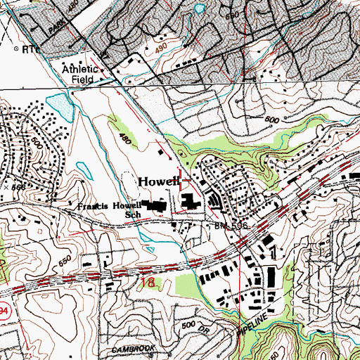 Topographic Map of Central Elementary School, MO