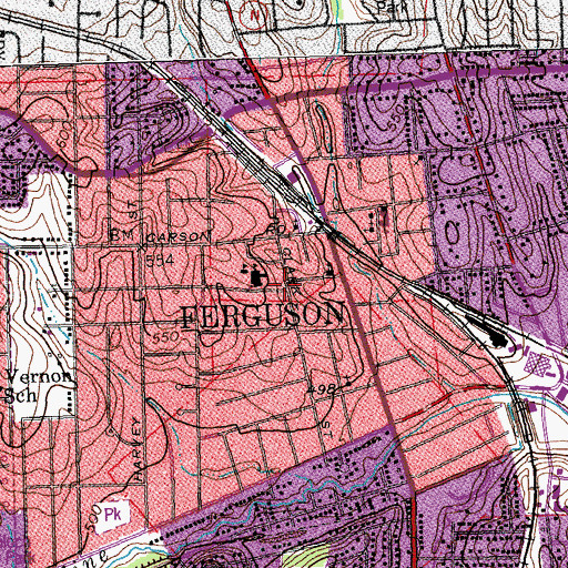 Topographic Map of Central Elementary School, MO