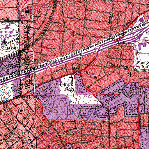 Topographic Map of Clark Elementary School, MO