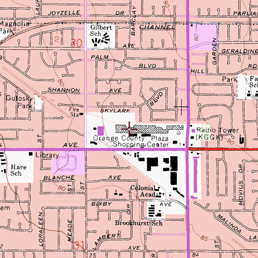 Topographic Map of Garden Grove Promenade Shopping Center, CA