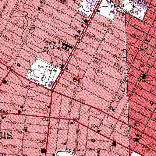 Topographic Map of Cole Elementary School, MO